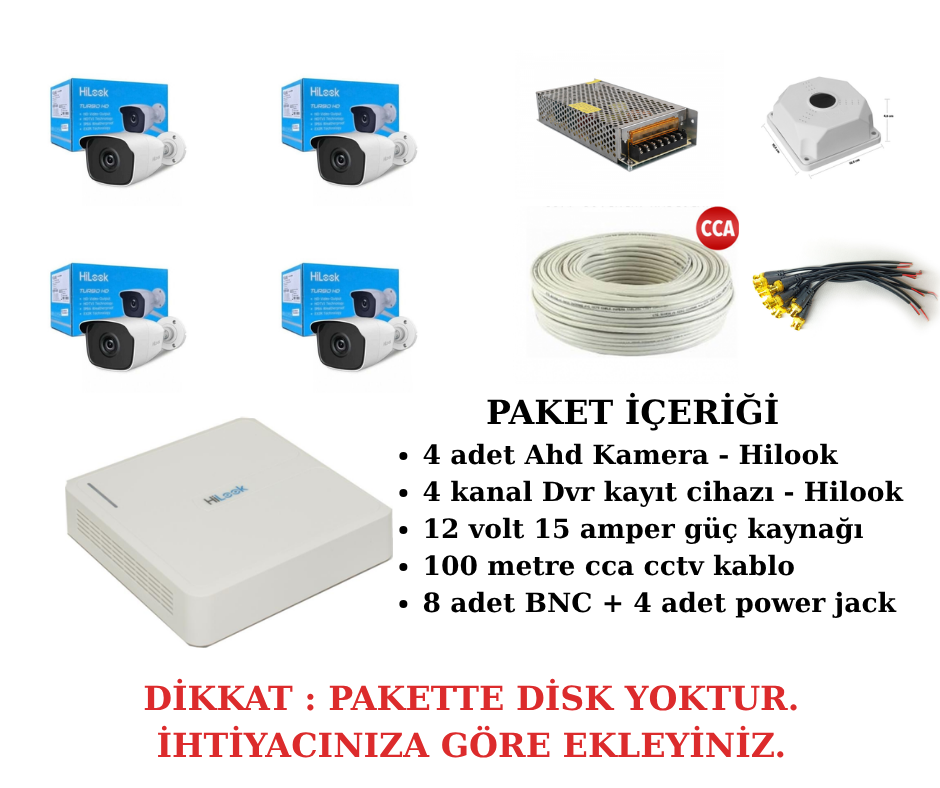 4 kameralı hazır kamera seti - Hilook  Ahd Set Sistem
