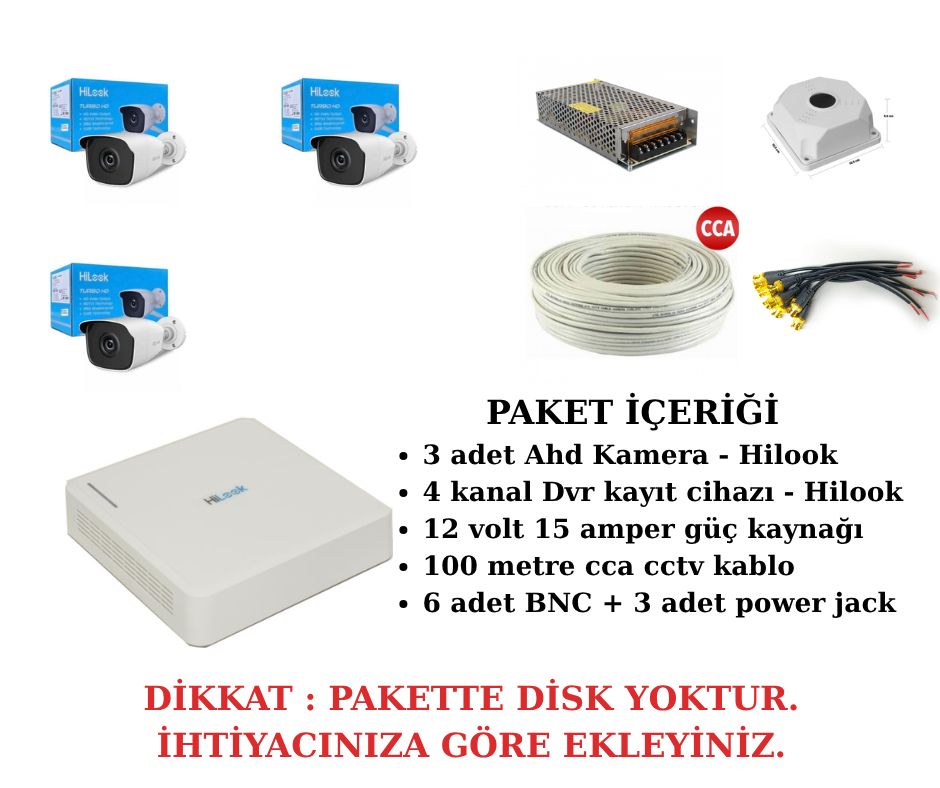 3 kameralı hazır kamera seti - Hilook  Ahd Set Sistem