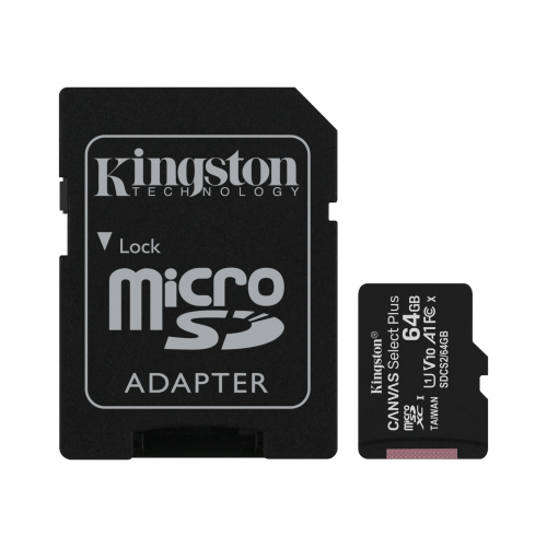 KINGSTON SDCS2/64GB, CANVAS, V10, CL10, 100Mb/s, MicroSD Kart Bellek (SD Adaptörlü)